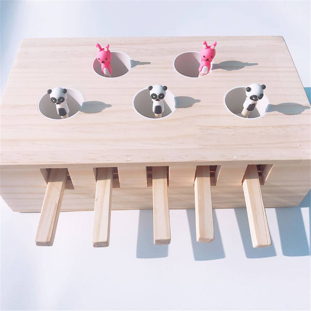 Interactive Wooden Cat Popping Toy