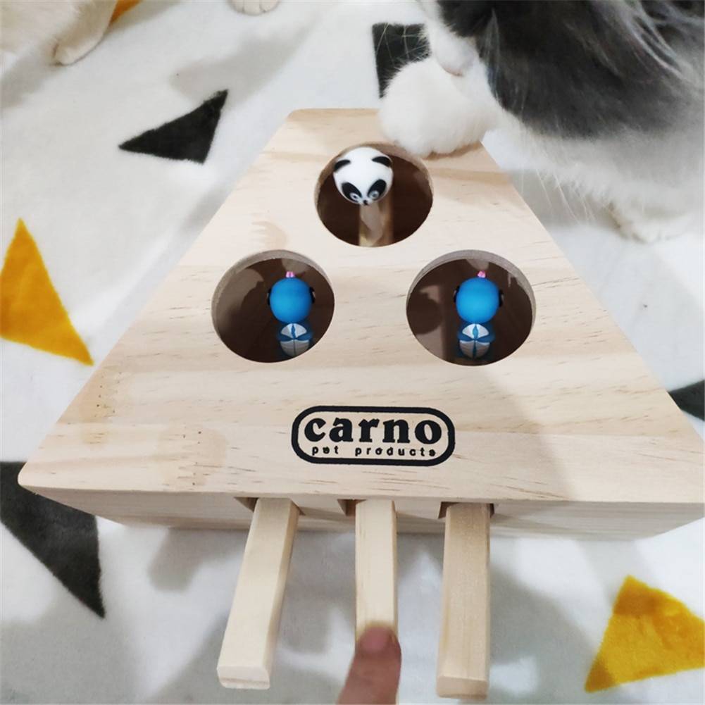 Interactive Wooden Cat Popping Toy